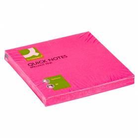 Bloc de notas adhesivas quita y pon q-connect 76x76 mm rosa neon 80 hojas