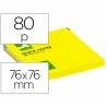 Bloc de notas adhesivas quita y pon q-connect 76x76 mm amarillo neon 80 hojas - KF10514