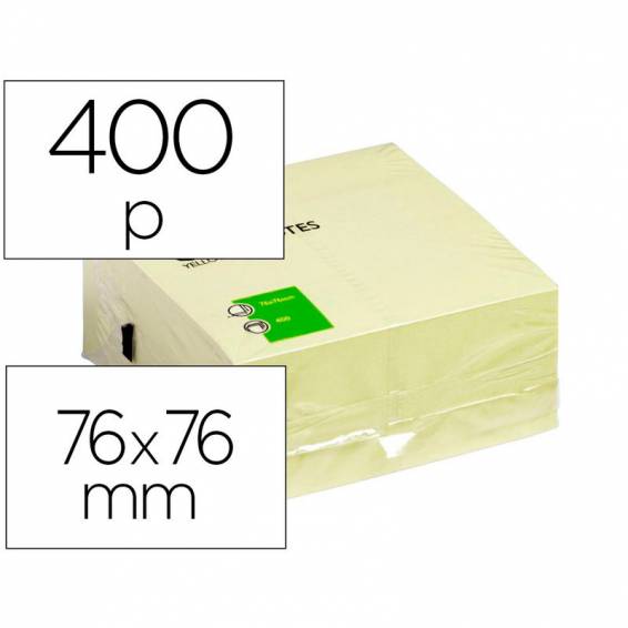 Bloc de notas adhesivas quita y pon q-connect 76x76 mm amarillo con 400 hojas