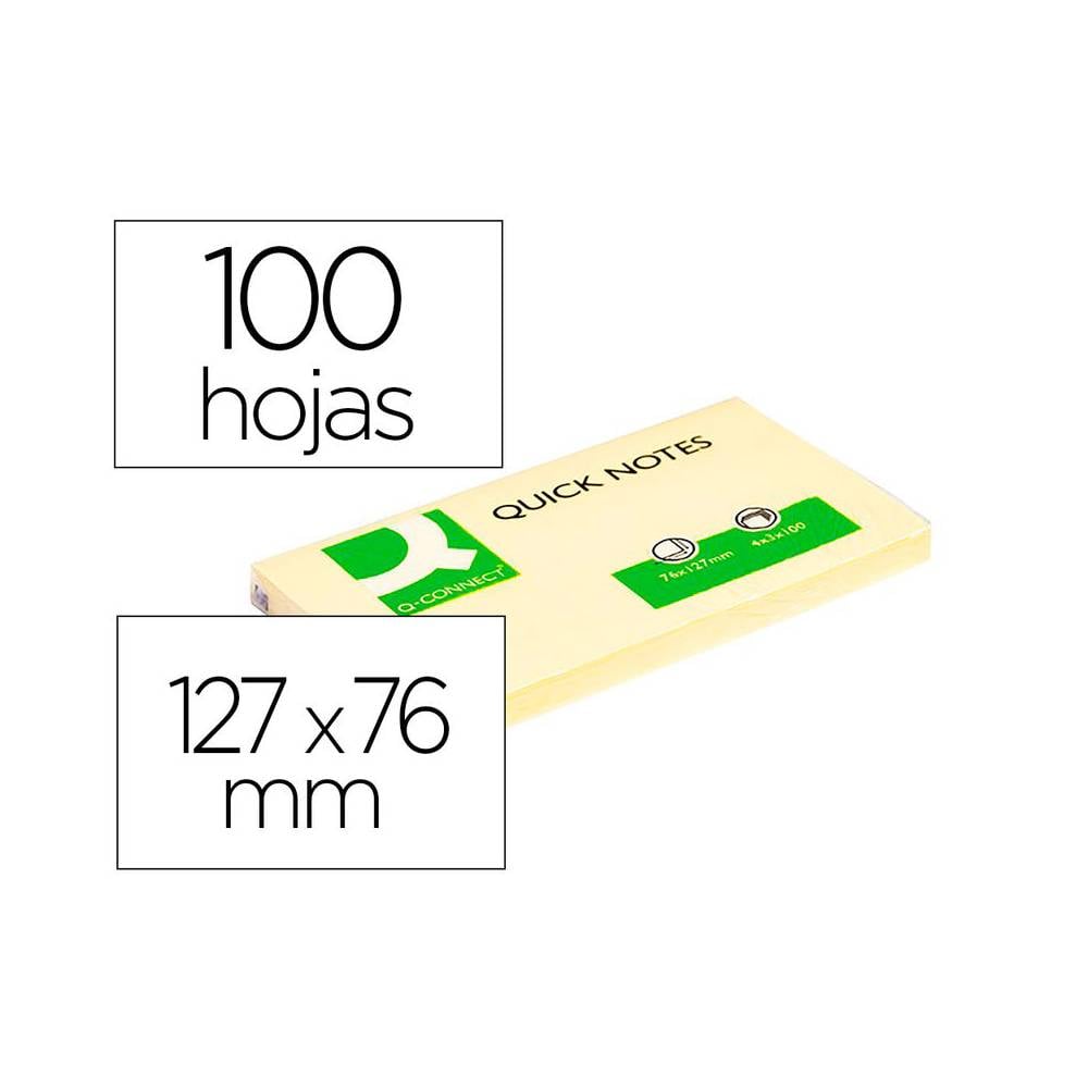 Bloc de notas adhesivas quita y pon q-connect 76x127 mm con 100 hojas