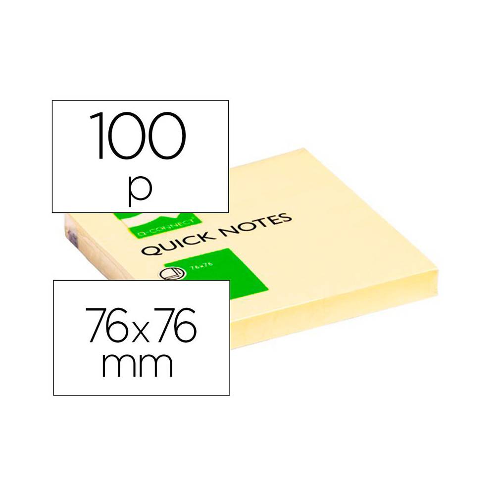 Bloc de notas adhesivas quita y pon q-connect 76x76 mm con 100 hojas