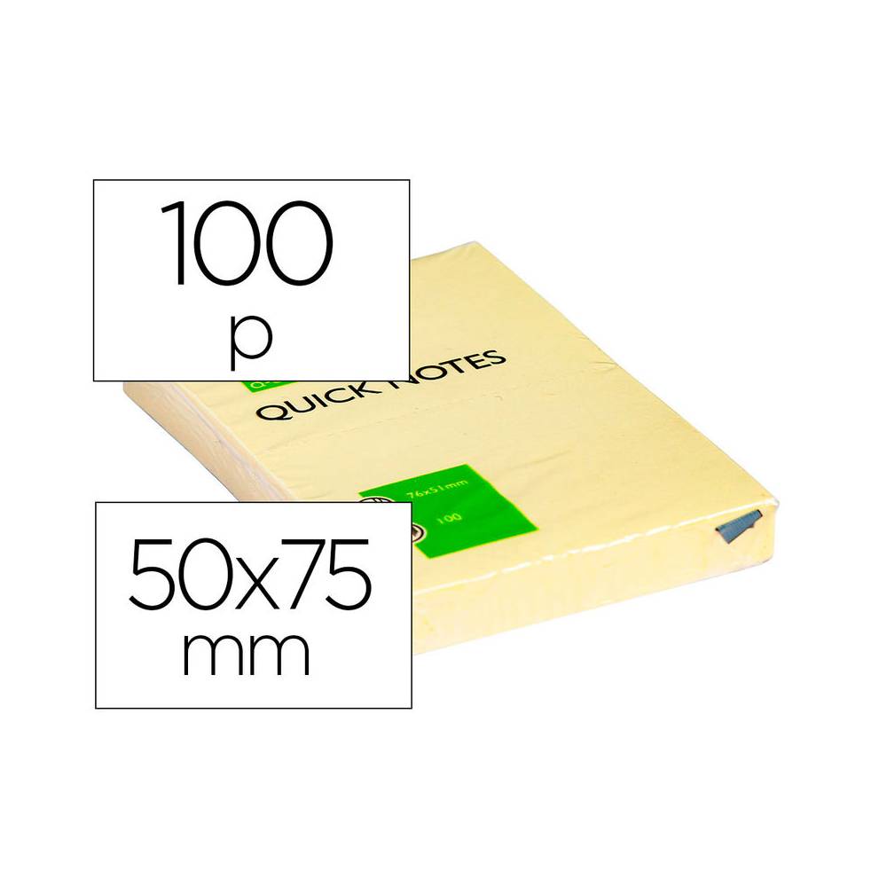 Bloc de notas adhesivas quita y pon q-connect 51x76 mm con 100 hojas