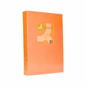 Papel color q-connect din a3 80gr naranja neon paquete de 500 hojas