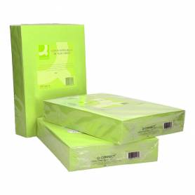 Papel color q-connect din a3 80gr verde neon paquete de 500 hojas