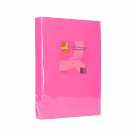 Papel color q-connect din a3 80gr rosa intenso paquete de 500 hojas