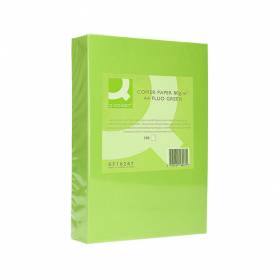 Papel color q-connect din a4 80gr verde neon paquete de 500 hojas