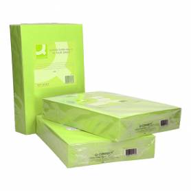 Papel color q-connect din a4 80gr verde neon paquete de 500 hojas