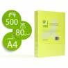 Papel color q-connect din a4 80gr amarillo neon paquete de 500 hojas - KF16266