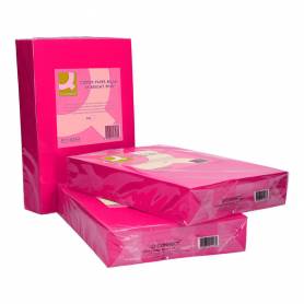 Papel color q-connect din a4 80gr rosa intenso paquete de 500 hojas