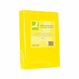 Papel color q-connect din a4 80gr amarillo intenso paquete de 500 hojas