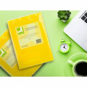 Papel color q-connect din a4 80gr amarillo intenso paquete de 500 hojas