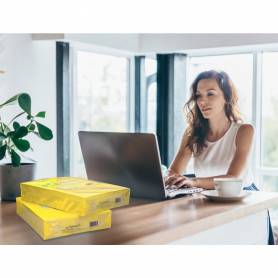 Papel color q-connect din a4 80gr amarillo intenso paquete de 500 hojas