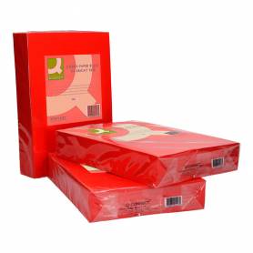 Papel color q-connect din a4 80gr rojo intenso paquete de 500 hojas