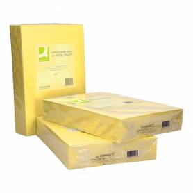 Papel color q-connect din a4 80gr amarillo paquete de 500 hojas