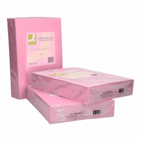 Papel color q-connect din a4 80 gr rosa paquete de 500 hojas