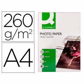 Papel q-connect foto glossy din a4 alta calidad digital photo para ink-jet bolsa de 50 hojas de 260 gr