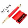 Pluma belius passion dor aluminio textura cepillada color rojo y dorado tinta azul caja de diseño - BB233