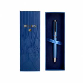 Boligrafo belius neptuno aluminio textura wavy color azul marino tinta azul caja de diseño