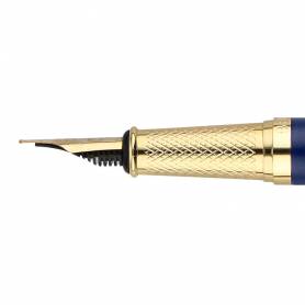 Pluma y estuche belius soiree color art deco azul marino y dorado tinta azul caja de diseño