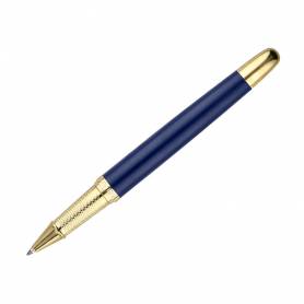 Boligrafo y estuche belius soiree color azul marino y dorado tinta azul caja de diseño