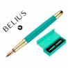 Pluma belius soiree aluminio color art deco turquesa y dorado tinta azul caja de diseño - BB264