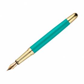 Pluma y estuche belius soiree color art deco turquesa dorado tinta azul caja de diseño