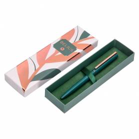 Boligrafo belius rose aluminio color verde oliva/oro rosa tinta azul caja de diseño