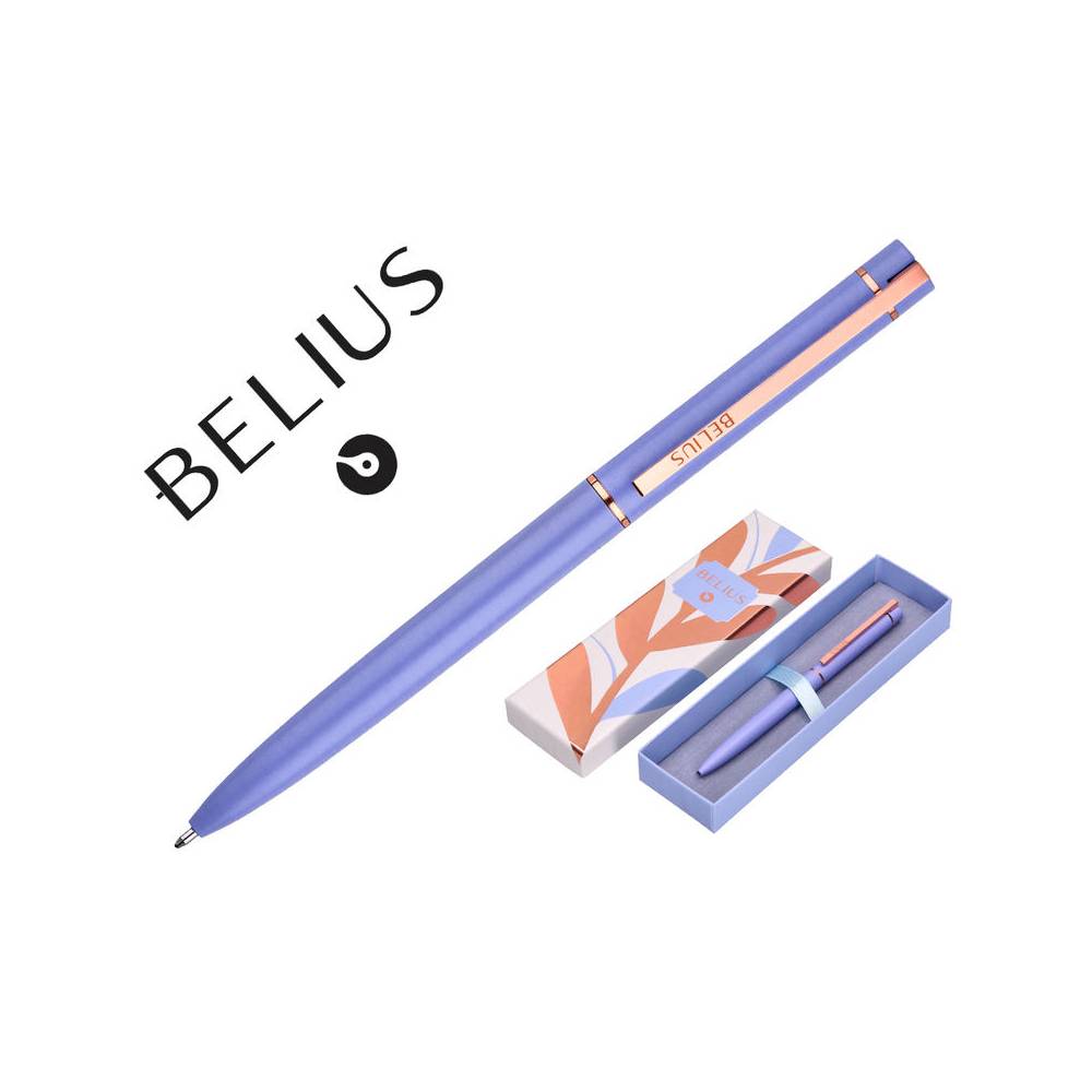 Boligrafo belius rose aluminio color lavanda/oro rosa tinta azul caja de diseño