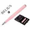 Pluma y funda de similpiel belius space b color minimalista rosa tinta azul caja de diseño - BB284