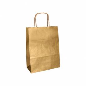 Bolsa kraft q-connect oro asa retorcida 270x120x360 mm