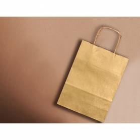 Bolsa kraft q-connect oro asa retorcida 240x100x310 mm