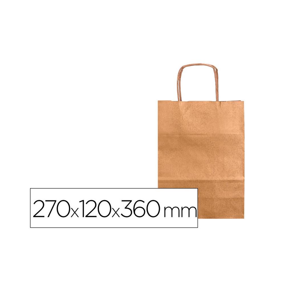 Bolsa kraft q-connect natural asa retorcida 270x120x360 mm