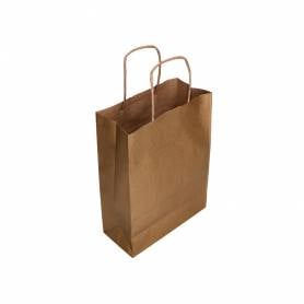 Bolsa kraft q-connect natural asa retorcida 270x120x360 mm