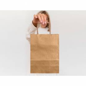 Bolsa kraft q-connect natural asa retorcida 270x120x360 mm