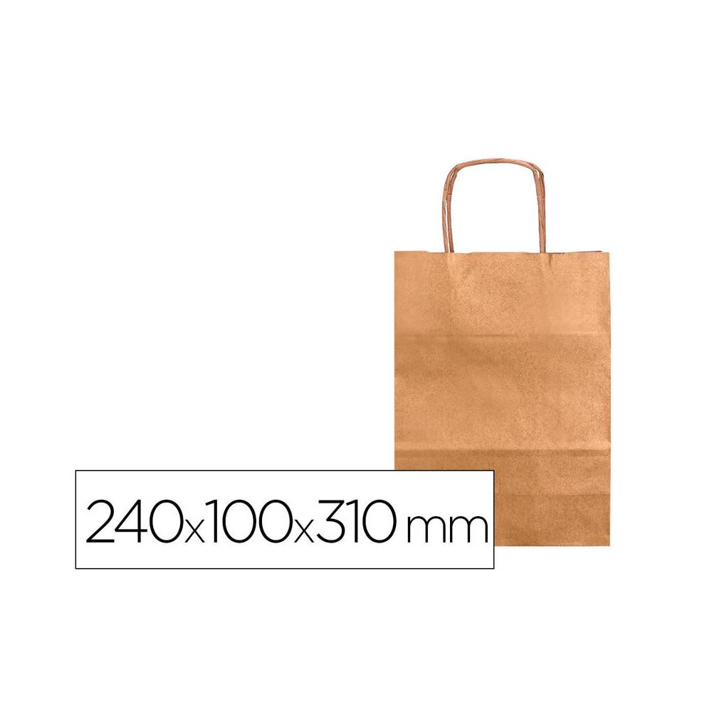 Bolsa kraft q-connect natural asa retorcida 240x100x310 mm