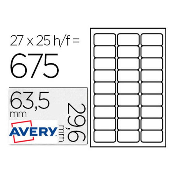 Etiqueta adhesiva avery removible ecologica 63,5 x 29,6 mm laser pack de 25 unidades