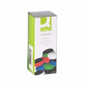 Iman para sujecion q-connect ideal para pizarras magneticas25 mm colores surtidos caja de 10 unidades