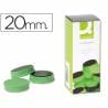 Imanes para sujecion q-connect ideal para pizarras magneticas20 mm verde caja de 10 unidades - KF02635