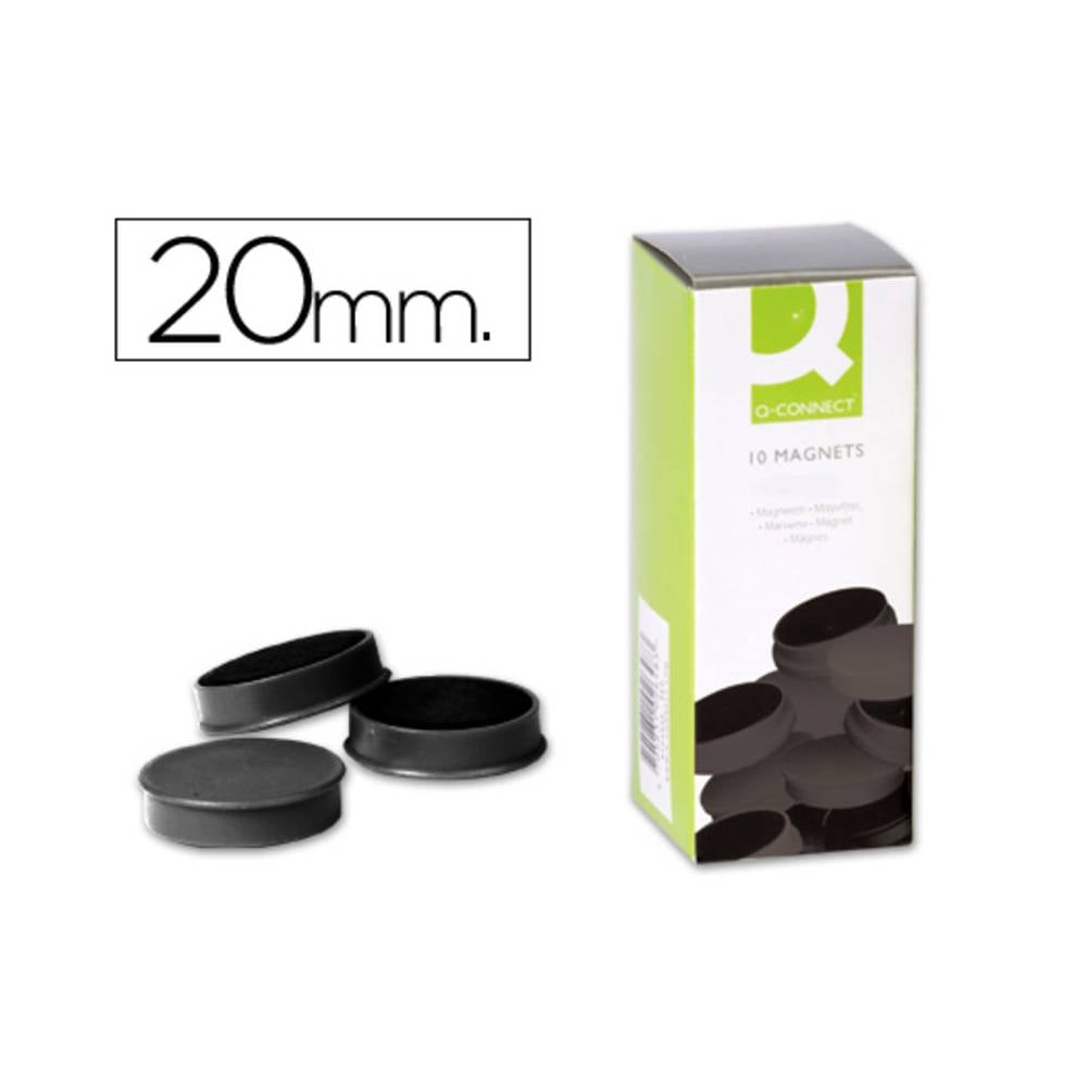 Iman para sujecion q-connect ideal para pizarras magneticas20 mm negro caja de 10 unidades