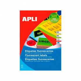 Etiqueta adhesiva apli 02880 tamaño 210x297 mm para fotocopiadora laser ink-jet caja con 20 hojas din a4 rojo