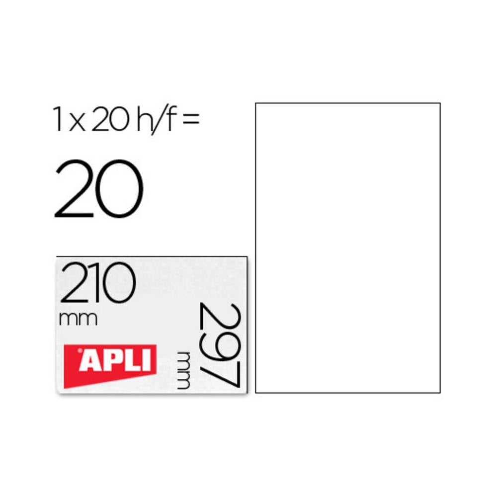 Etiqueta adhesiva apli translucidas 1225 tamaño 210x297 mm - fotocopiadora -laser caja con 20 etiquetas