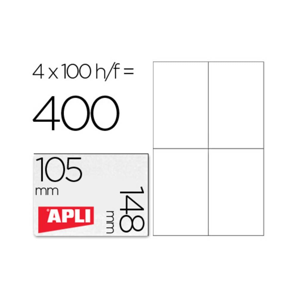 Etiqueta adhesiva apli 1280 tamaño 105x148 mm para fotocopiadora laser ink-jet caja con 100 hojas din a4