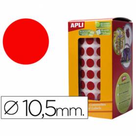 Gomets autoadhesivos circulares 10,5 mm rojo rollo de 5192 unidades