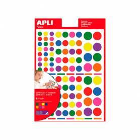 Gomets apli autoadhesivo circulo multicolor blister de 624 unidades surtidas