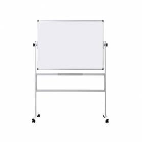 Pizarra blanca q-connect doble cara melamina marco de aluminio 120x90 cm giratoria