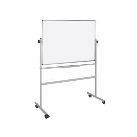 Pizarra blanca q-connect doble cara melamina marco de aluminio 120x90 cm giratoria