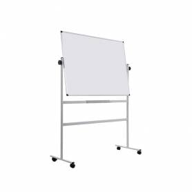 Pizarra blanca q-connect doble cara melamina marco de aluminio 120x90 cm giratoria