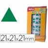 Gomets autoadhesivos triangulares 21x21x21 mm verde en rollo