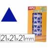 Gomets autoadhesivos triangulares 21x21x21 mm azul en rollo