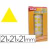 Gomets autoadhesivos triangulares 21x21x21mm amarillo en rollo